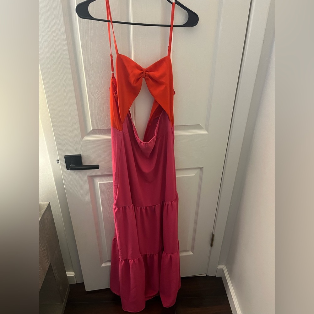 Forever 21 Orange and Pink Bow Dress